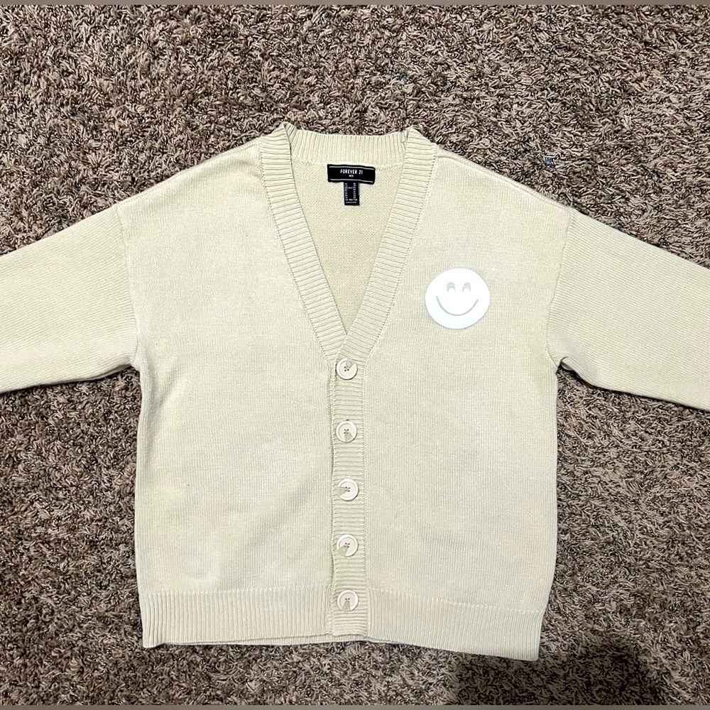 Forever 21 cardigan sweater - smiley face design